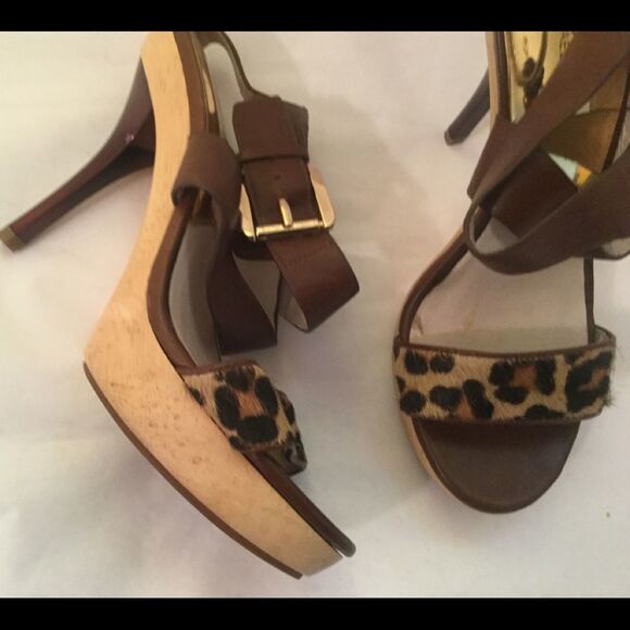 Michael Kors Calf Hair Animal Print Leather Wooden - Picture 6 of 11
